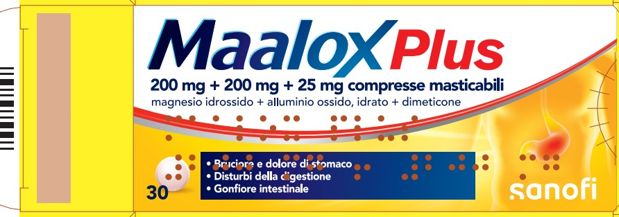 Farmahope | Maalox plus plus 200 mg 200 mg 25 mg chewable tablets 30  tablets Online pharmacy