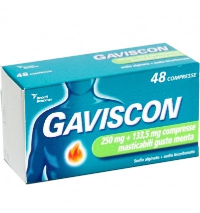 Farmahope | Gaviscon 250 mg + 133,5 mg kauwtabletten mint smaak 48  tabletten Online apotheek