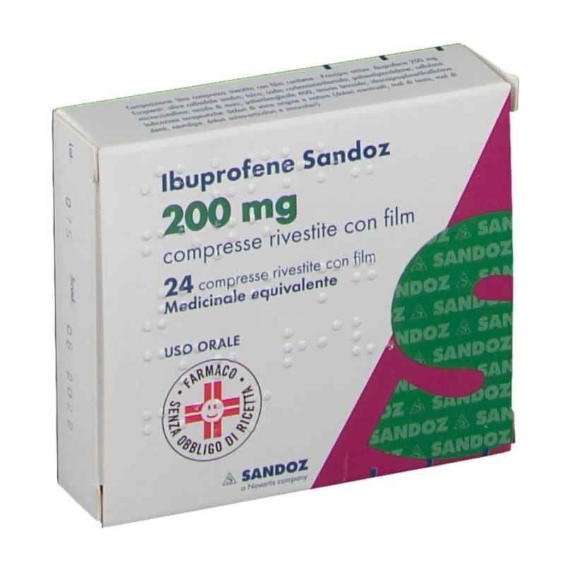 Ibuprofene sandoz 200 mg compresse rivestite con film 200 mg compresse  rivestite con filmblister da 24 compresse