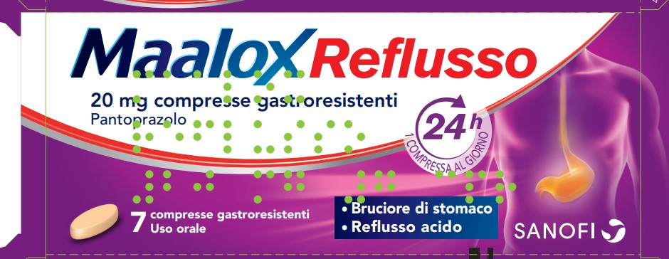 Maalox reflusso 20 mg compresse gastroresistenti 20 mg compresse  gastroresistenti 7 compresse in blister opa/alu/pvc-al | Farmacia Online