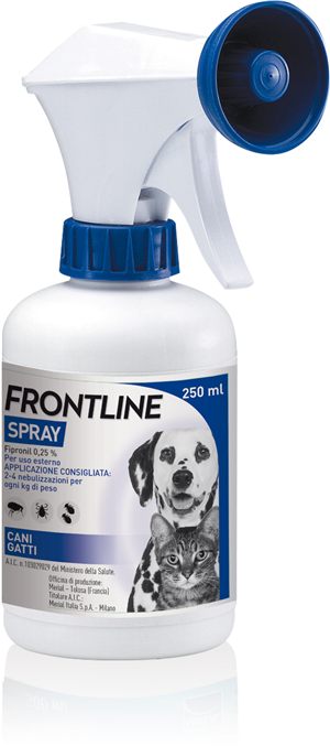 Farmahope | name - frontline spray (fipronil 0.25%) pharmacotherapeutic  category - ectoparasiticides for topical use, including insecticides.  active ingredients - active ingredient - fipronil 0.25 g. excipients -  isopropanol 80 ml; copolividone 2 g ...