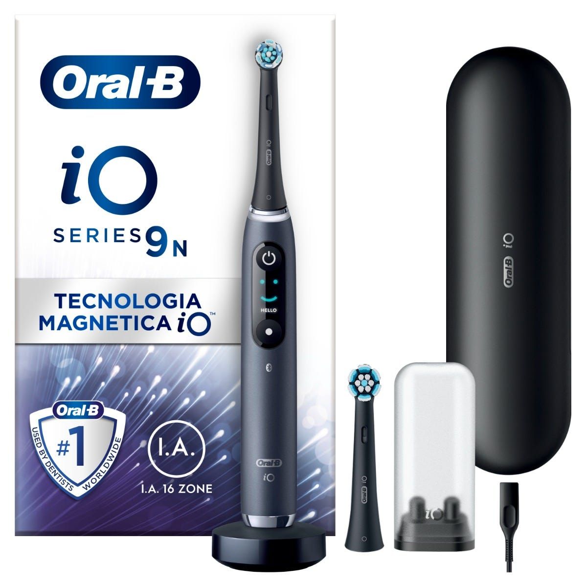 Farmahope | Oral-b io 9 black electric toothbrush 2 refill Online pharmacy