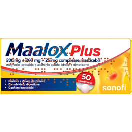 Farmahope | Maalox plus 200 mg 200 mg 25 mg comprimés à croquer 50  comprimés Pharmacie en ligne
